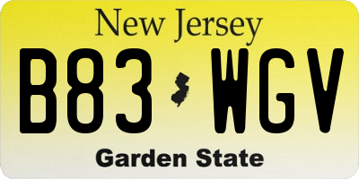 NJ license plate B83WGV