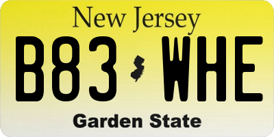 NJ license plate B83WHE