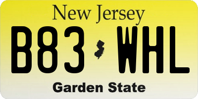 NJ license plate B83WHL