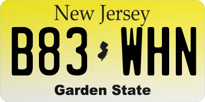 NJ license plate B83WHN