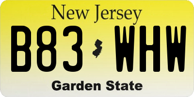 NJ license plate B83WHW