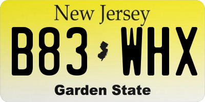 NJ license plate B83WHX
