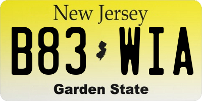 NJ license plate B83WIA