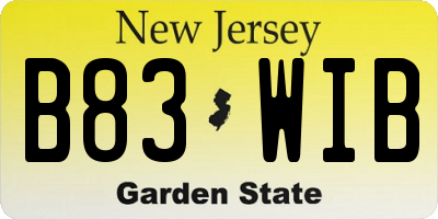 NJ license plate B83WIB