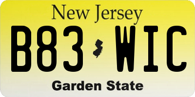 NJ license plate B83WIC