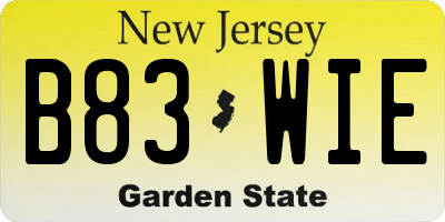 NJ license plate B83WIE