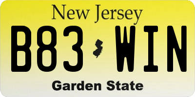 NJ license plate B83WIN