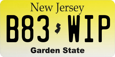 NJ license plate B83WIP