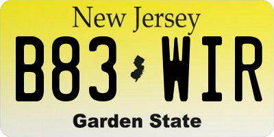NJ license plate B83WIR