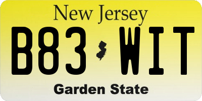 NJ license plate B83WIT