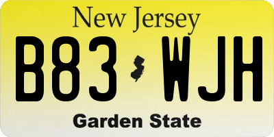 NJ license plate B83WJH