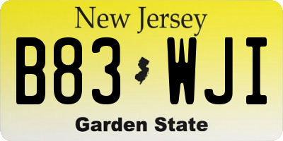 NJ license plate B83WJI