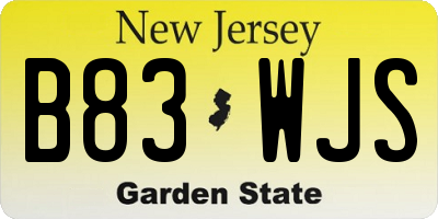NJ license plate B83WJS