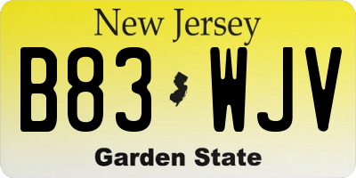 NJ license plate B83WJV