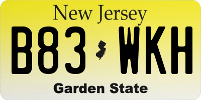 NJ license plate B83WKH