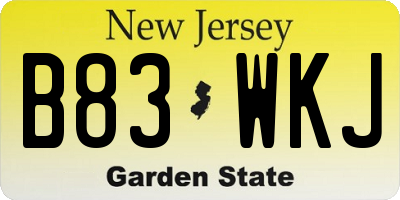 NJ license plate B83WKJ