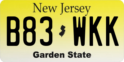 NJ license plate B83WKK