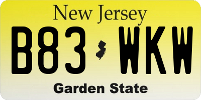 NJ license plate B83WKW