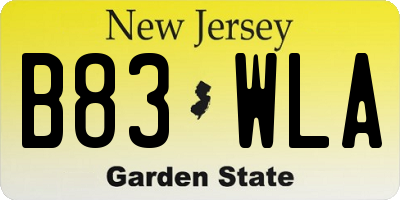 NJ license plate B83WLA