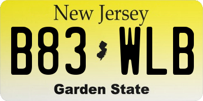 NJ license plate B83WLB