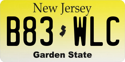 NJ license plate B83WLC