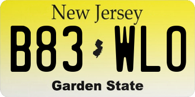 NJ license plate B83WLO