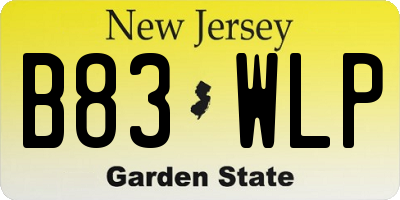 NJ license plate B83WLP