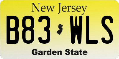 NJ license plate B83WLS