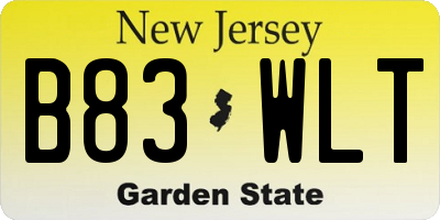 NJ license plate B83WLT