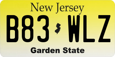 NJ license plate B83WLZ