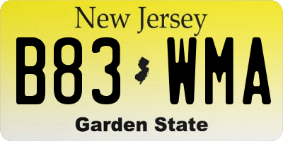 NJ license plate B83WMA