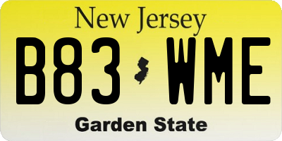 NJ license plate B83WME
