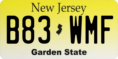 NJ license plate B83WMF
