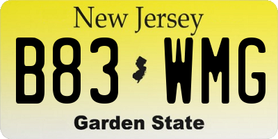 NJ license plate B83WMG