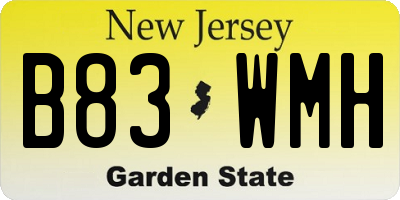 NJ license plate B83WMH
