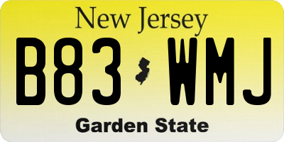 NJ license plate B83WMJ
