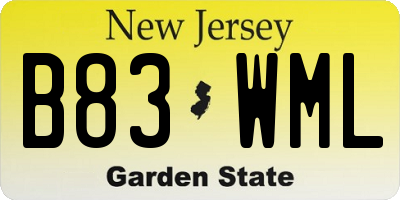 NJ license plate B83WML