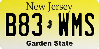 NJ license plate B83WMS