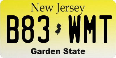 NJ license plate B83WMT