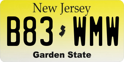 NJ license plate B83WMW