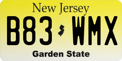 NJ license plate B83WMX