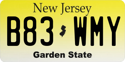 NJ license plate B83WMY