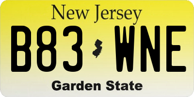 NJ license plate B83WNE