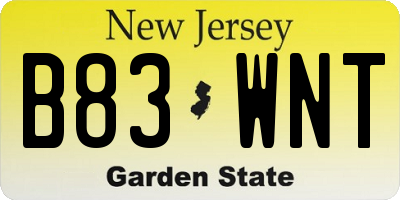 NJ license plate B83WNT