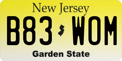 NJ license plate B83WOM