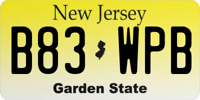 NJ license plate B83WPB