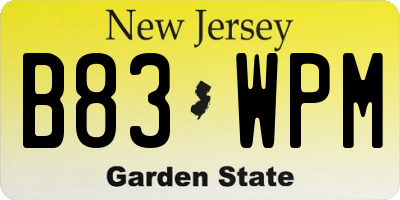 NJ license plate B83WPM