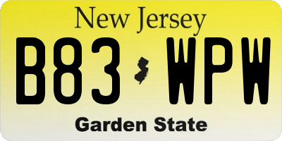 NJ license plate B83WPW