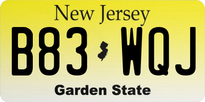 NJ license plate B83WQJ