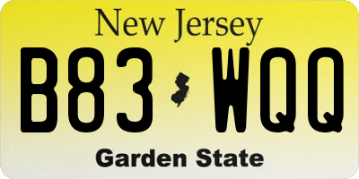 NJ license plate B83WQQ